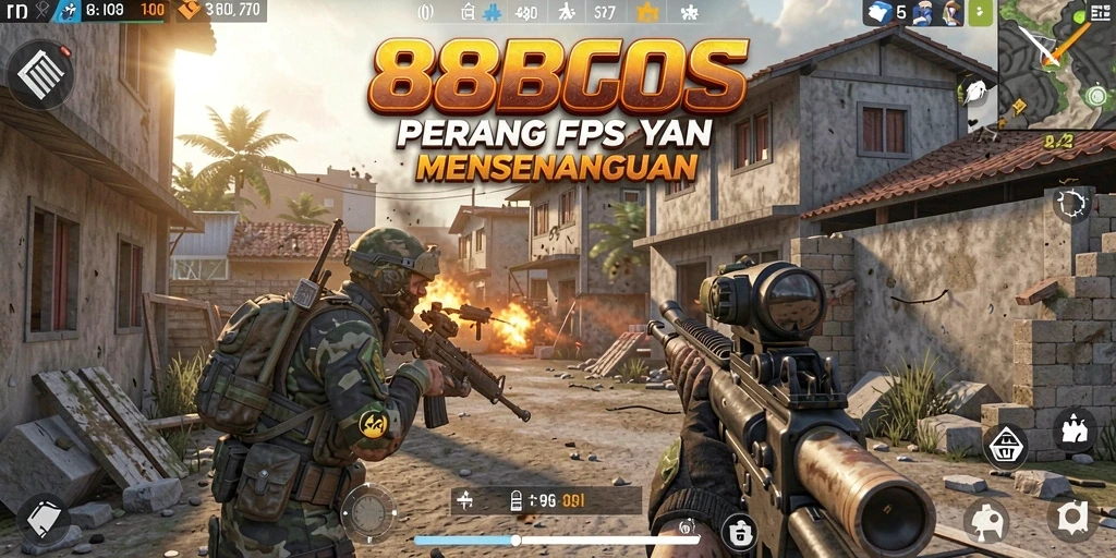 Screenshot gameplay 88BOS dengan aksi seru dalam pertempuran FPS.