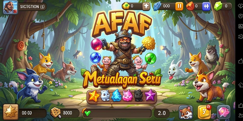 Tangkapan layar menunjukkan gameplay Match-3 yang seru dan penuh warna.