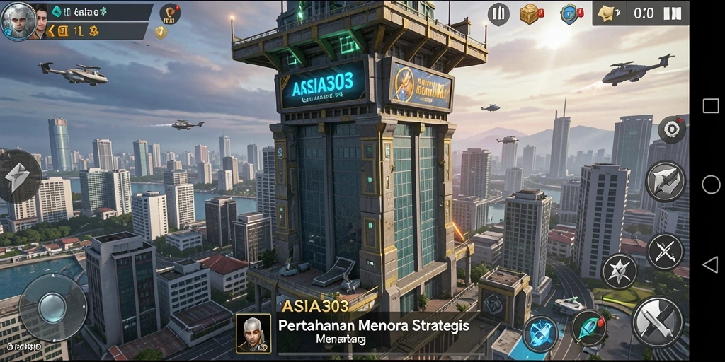 Screenshot ASIA303 menampilkan aksi seru dalam permainan Tower Defense.