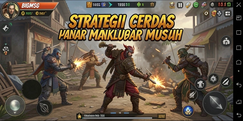 Tangkapan layar utama BIGMSG menampilkan aksi strategi yang intens.