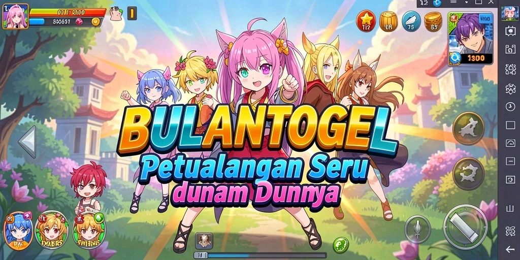 Screenshot gameplay BULANTOGEL menampilkan karakter anime yang penuh aksi.