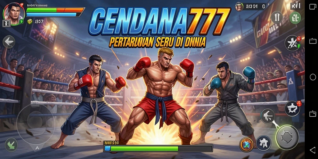 Screenshot CENDANA777 menampilkan momen pertarungan intens dengan karakter yang beraksi.