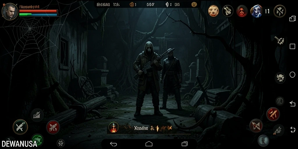 Gameplay DEWANUSA yang menegangkan dengan atmosfer yang menyeramkan.