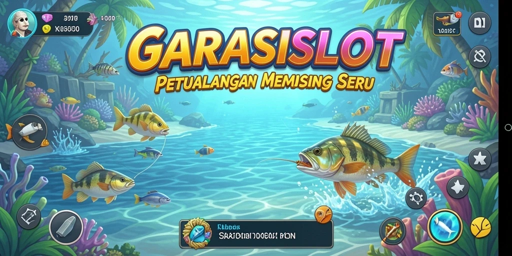 Gameplay GARASISLOT menampilkan aksi memancing yang mendebarkan.