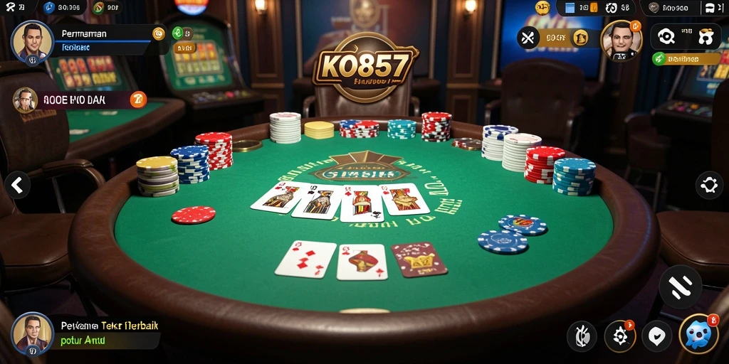 Screenshot KO857 menampilkan gameplay poker yang mendebarkan.