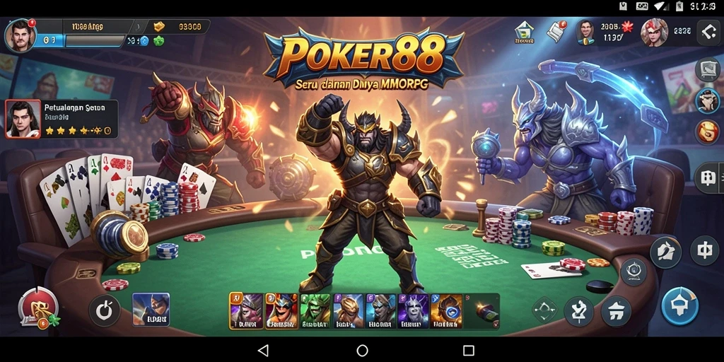 Tangkapan layar menunjukkan aksi seru di dalam permainan POKER88 dengan grafis memukau.