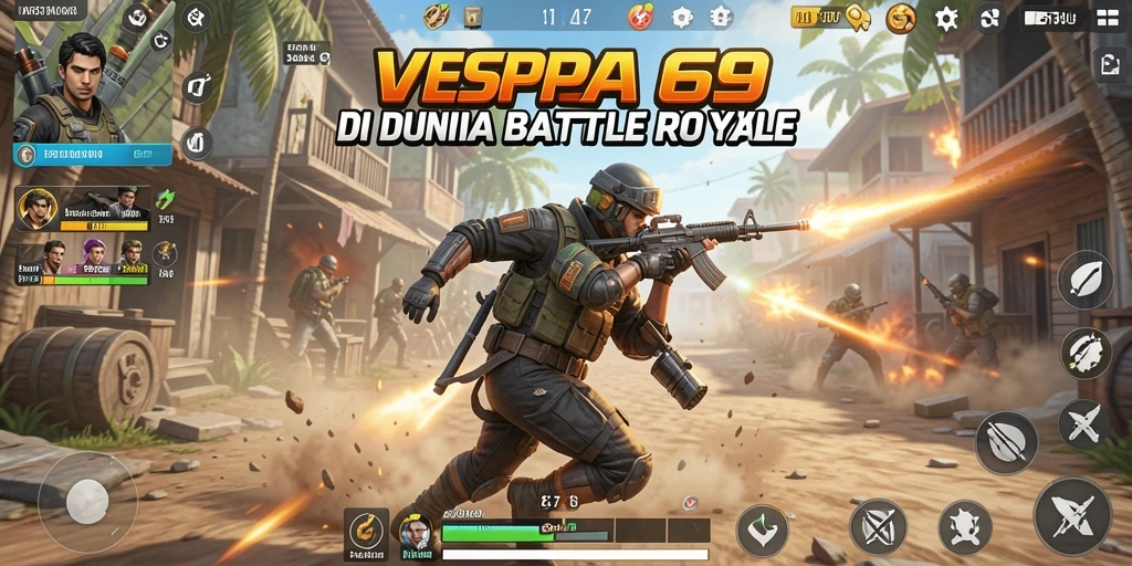Gameplay VESPA69 yang mendebarkan dalam pertempuran Battle Royale.