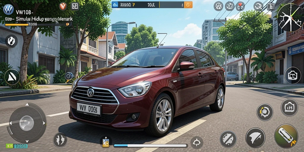 Screenshot gameplay VW108 yang menunjukkan interaksi karakter dalam simulasi.