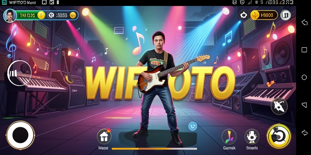 Tampilan gameplay WIFITOTO dengan tantangan musik yang seru.