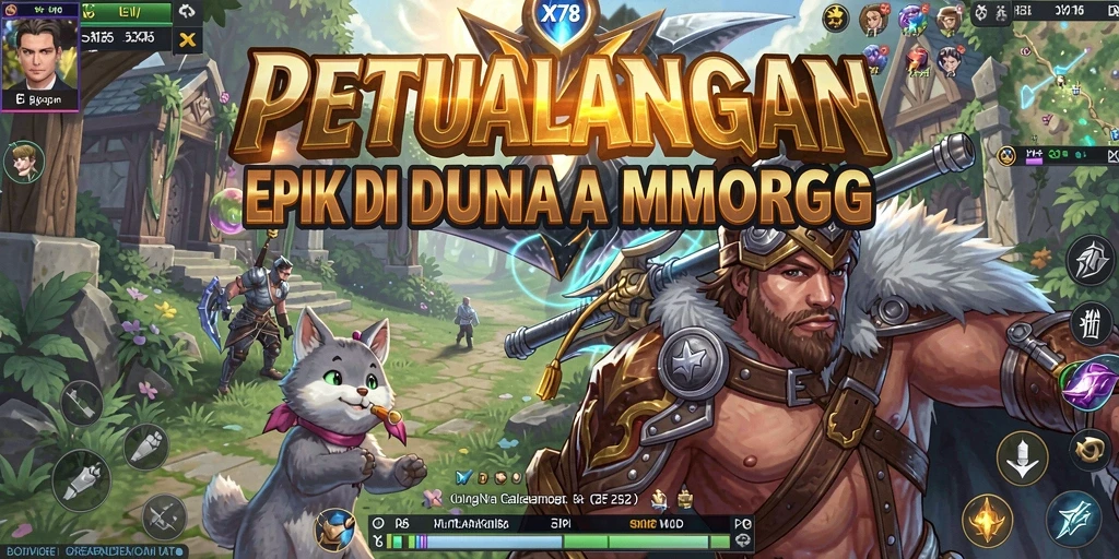 Tampilan layar permainan X78 dengan pertempuran seru di dunia MMORPG.